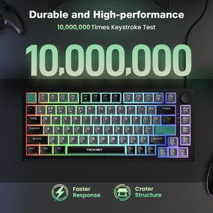 TECKNETTECKNET RGB Gaming Keyboard,Compact 83 Keys Wired Keyboard with Volumn Knob - [Color/Material] [Main Feature] for [Target Device/Scenario]