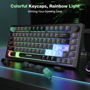 TECKNETTECKNET RGB Gaming Keyboard,Compact 83 Keys Wired Keyboard with Volumn Knob - [Color/Material] [Main Feature] for [Target Device/Scenario]