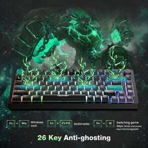 TECKNETTECKNET RGB Gaming Keyboard,Compact 83 Keys Wired Keyboard with Volumn Knob - [Color/Material] [Main Feature] for [Target Device/Scenario]