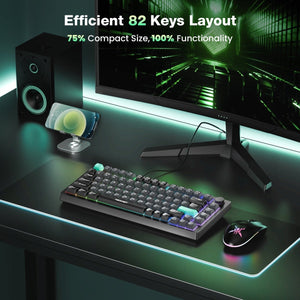 TECKNETTECKNET RGB Gaming Keyboard,Compact 83 Keys Wired Keyboard with Volumn Knob - [Color/Material] [Main Feature] for [Target Device/Scenario]