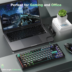 TECKNETTECKNET RGB Gaming Keyboard,Compact 83 Keys Wired Keyboard with Volumn Knob - [Color/Material] [Main Feature] for [Target Device/Scenario]
