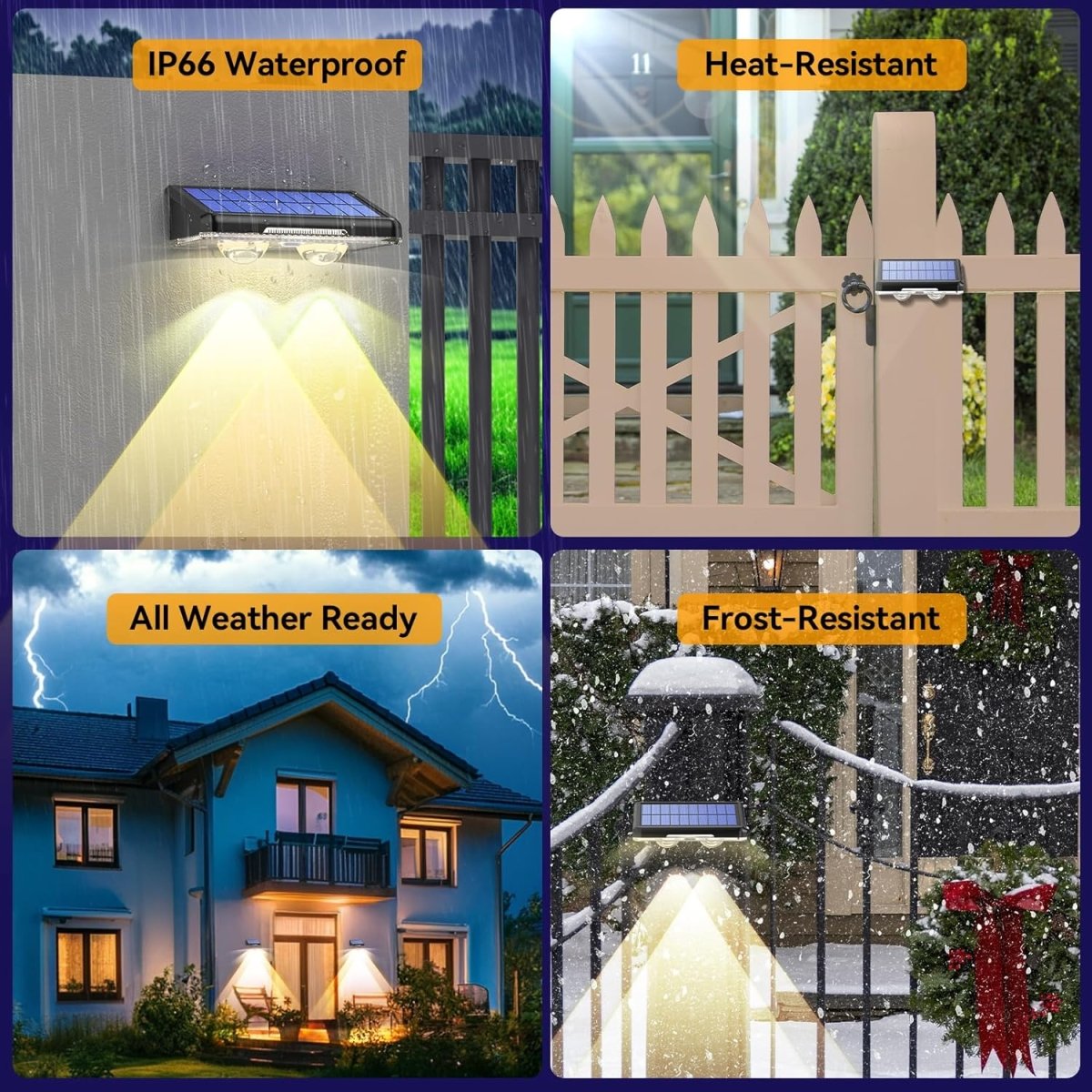 TECKNETTECKNET Solar Fence Lights Outdoor 3 Modes 3500K/4500K/6500K - [Color/Material] [Main Feature] for [Target Device/Scenario]