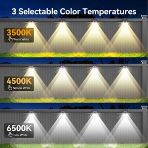 TECKNETTECKNET Solar Fence Lights Outdoor 3 Modes 3500K/4500K/6500K - [Color/Material] [Main Feature] for [Target Device/Scenario]