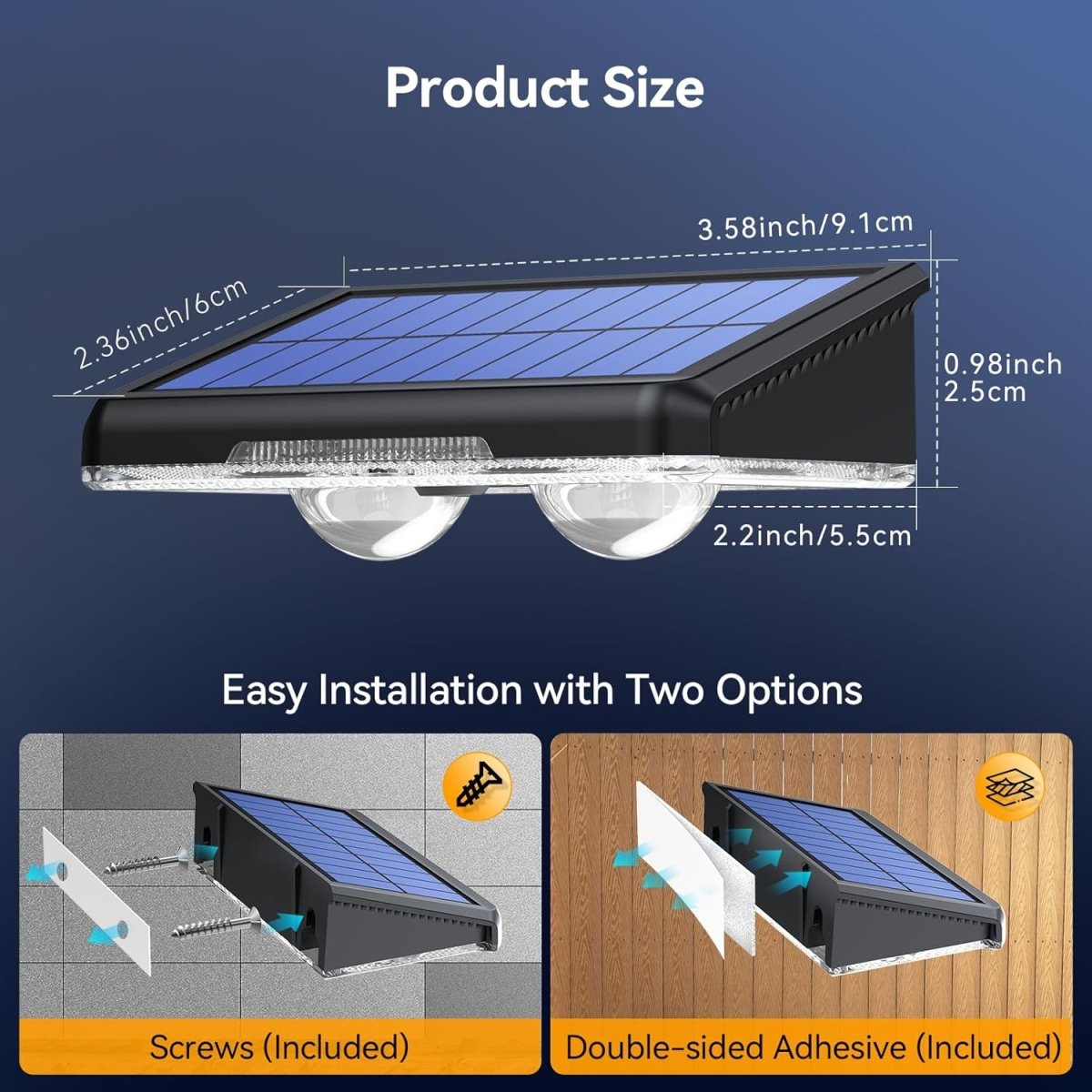TECKNETTECKNET Solar Fence Lights Outdoor 3 Modes 3500K/4500K/6500K - [Color/Material] [Main Feature] for [Target Device/Scenario]