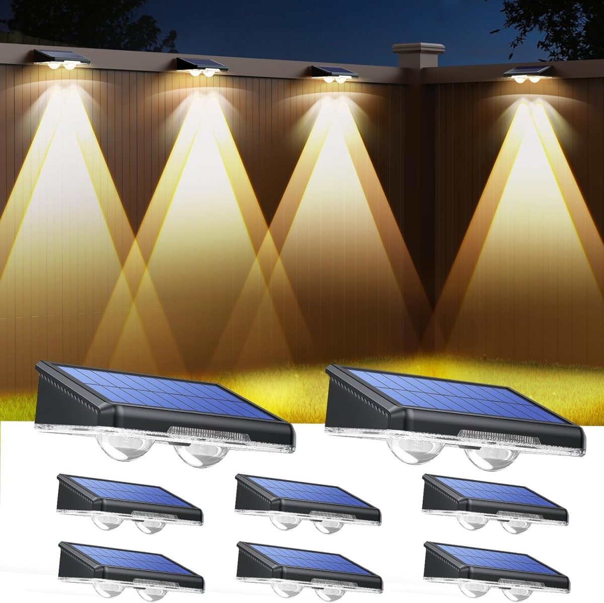 TECKNETTECKNET Solar Fence Lights Outdoor 3 Modes 3500K/4500K/6500K - [Color/Material] [Main Feature] for [Target Device/Scenario]
