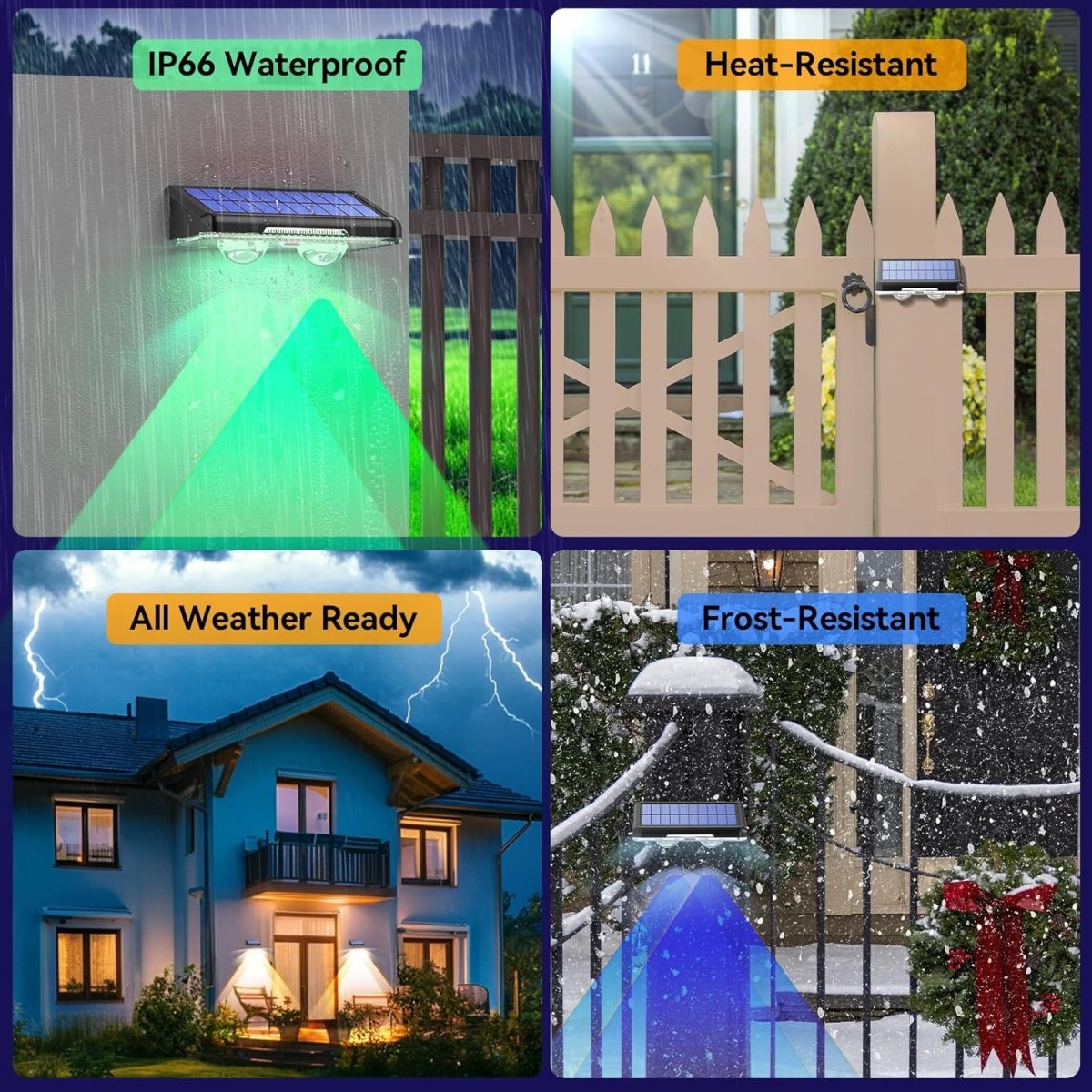 TECKNETTECKNET Solar Fence Lights Outdoor - [Color/Material] [Main Feature] for [Target Device/Scenario]