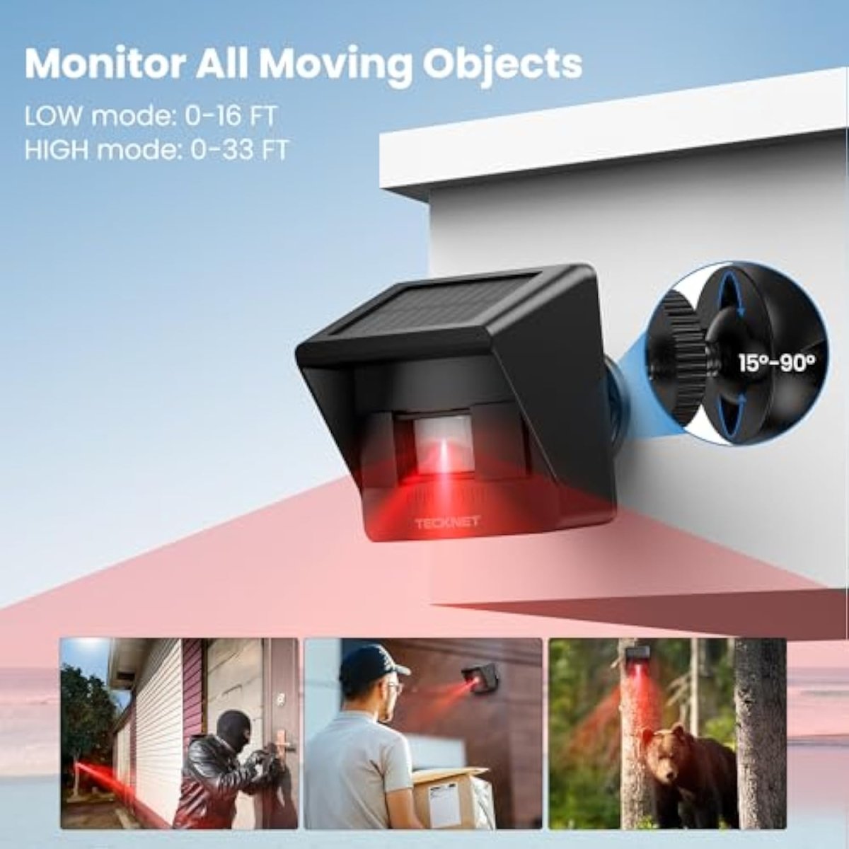 TECKNETTECKNET Solar Wireless Driveway Alarm - [Color/Material] [Main Feature] for [Target Device/Scenario]