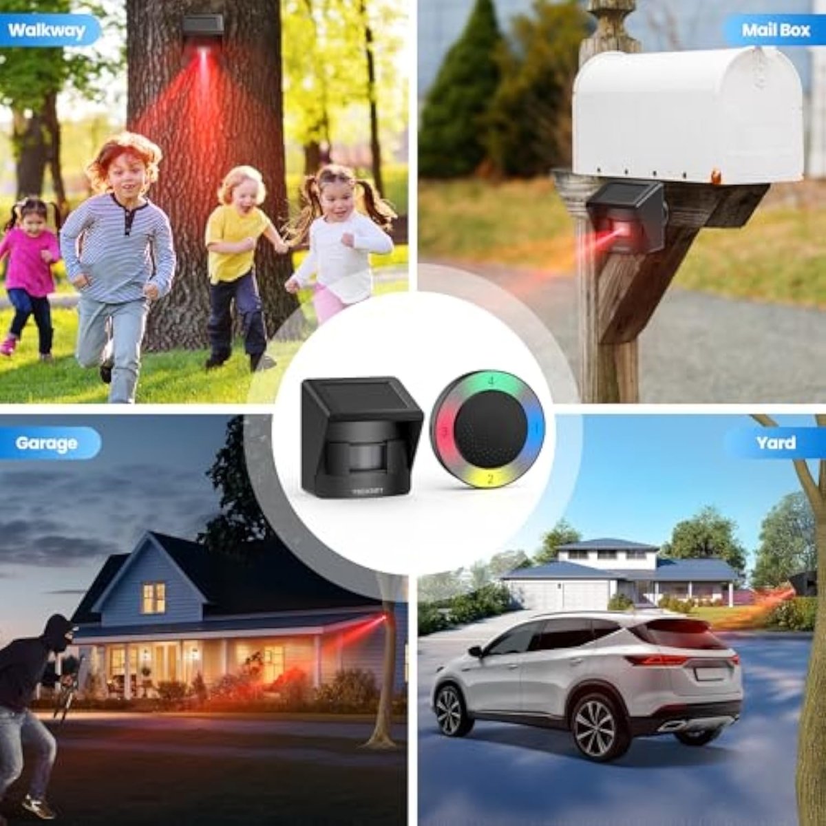 TECKNETTECKNET Solar Wireless Driveway Alarm - [Color/Material] [Main Feature] for [Target Device/Scenario]