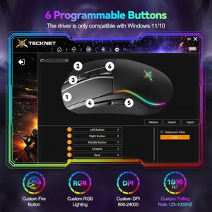 TECKNETTECKNET Tri - Mode Wireless Gaming Mouse - [Color/Material] [Main Feature] for [Target Device/Scenario]