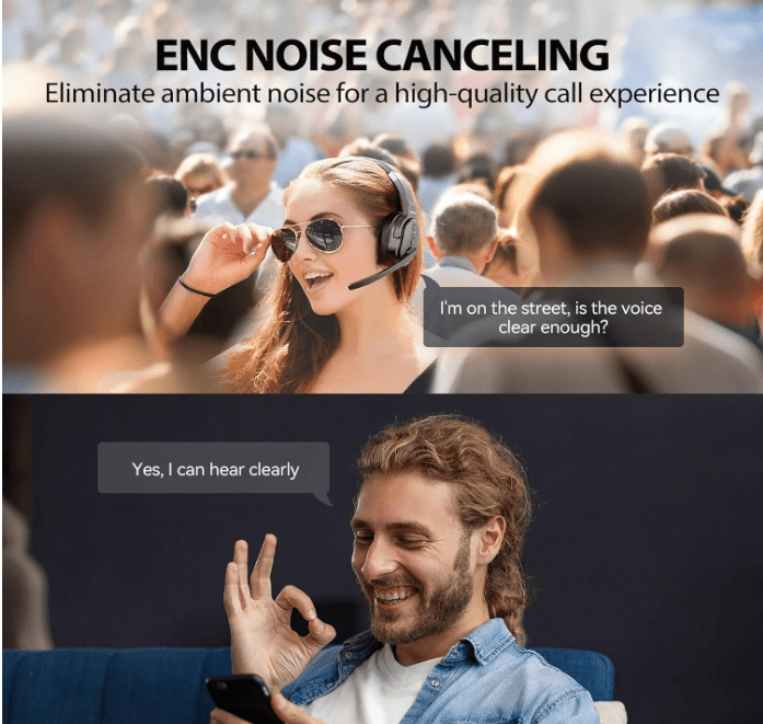 TECKNETTECKNET Trucker Bluetooth Headset, Stable V5.2 & USB Dongle Connection, 70h Wireless Bluetooth Headsets with Mic and Mute, ENC Noise Canceling, Headset for Truck Drivers, Cell Phone, PC Comfort Office - [Color/Material] [Main Feature] for [Target Device/Scenario]