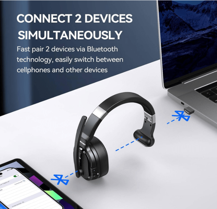 TECKNETTECKNET Trucker Bluetooth Headset, Stable V5.2 & USB Dongle Connection, 70h Wireless Bluetooth Headsets with Mic and Mute, ENC Noise Canceling, Headset for Truck Drivers, Cell Phone, PC Comfort Office - [Color/Material] [Main Feature] for [Target Device/Scenario]