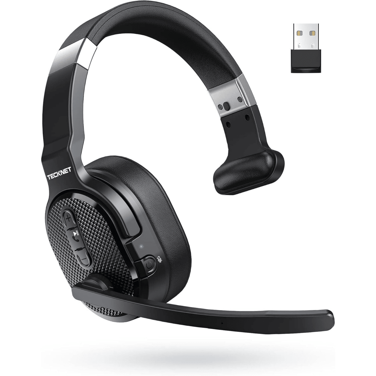 TECKNETTECKNET Trucker Bluetooth Headset, Stable V5.2 & USB Dongle Connection, 70h Wireless Bluetooth Headsets with Mic and Mute, ENC Noise Canceling, Headset for Truck Drivers, Cell Phone, PC Comfort Office - [Color/Material] [Main Feature] for [Target Device/Scenario]