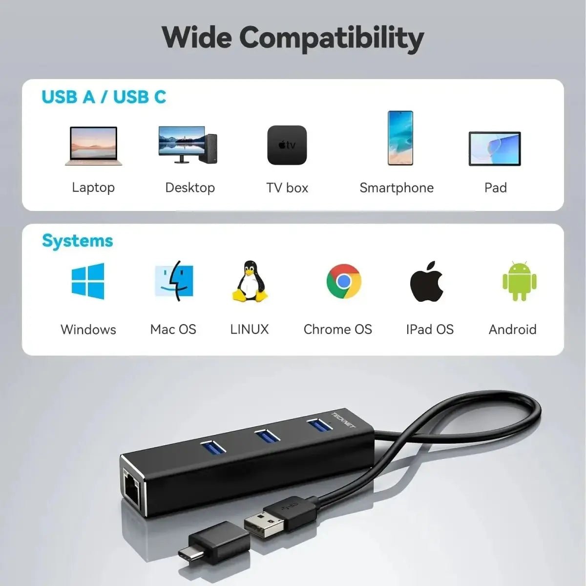 TECKNETTECKNET USB To RJ45 Gigabit Ethernet Adapter