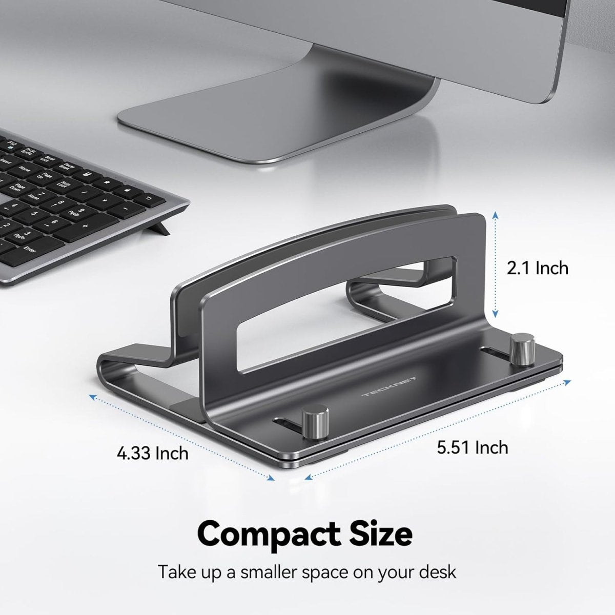 TECKNETTECKNET Vertical Laptop Stand, Adjustable Aluminum Laptop Stand (Fits Up to 17.3") - [Color/Material] [Main Feature] for [Target Device/Scenario]