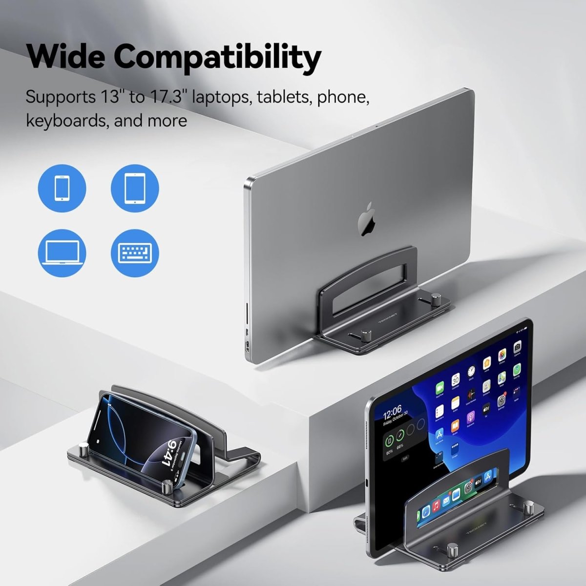 TECKNETTECKNET Vertical Laptop Stand, Adjustable Aluminum Laptop Stand (Fits Up to 17.3") - [Color/Material] [Main Feature] for [Target Device/Scenario]