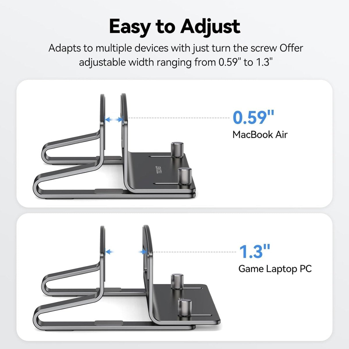 TECKNETTECKNET Vertical Laptop Stand, Adjustable Aluminum Laptop Stand (Fits Up to 17.3") - [Color/Material] [Main Feature] for [Target Device/Scenario]
