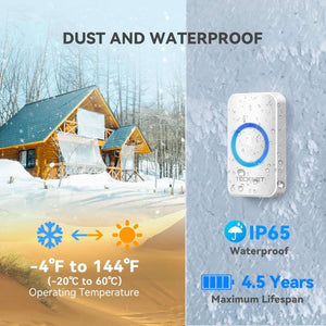 TECKNETTECKNET Waterproof 1300ft Range Wireless Doorbell Chimes - [Color/Material] [Main Feature] for [Target Device/Scenario]