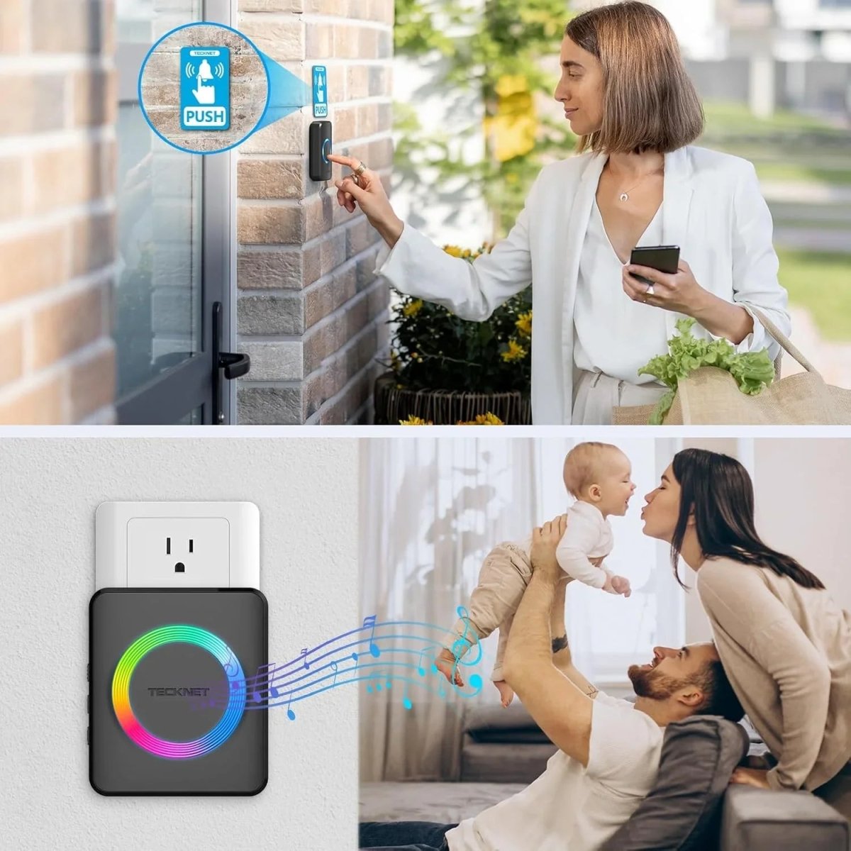 TECKNETTECKNET Waterproof Wireless Doorbell with 1300ft Range - [Color/Material] [Main Feature] for [Target Device/Scenario]