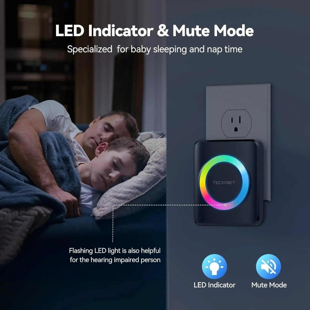 TECKNETTECKNET Waterproof Wireless Doorbell with 1300ft Range - [Color/Material] [Main Feature] for [Target Device/Scenario]