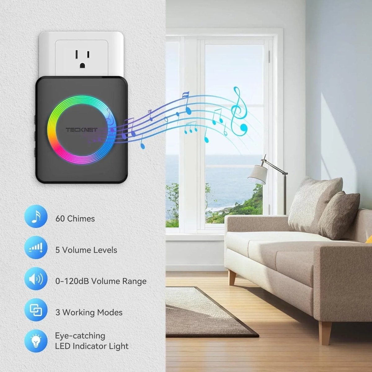 TECKNETTECKNET Waterproof Wireless Doorbell with 1300ft Range - [Color/Material] [Main Feature] for [Target Device/Scenario]