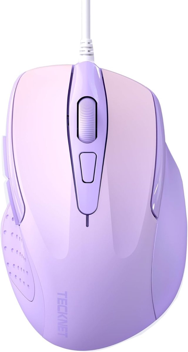 TECKNETTECKNET Wired Mouse, 6 - Button Corded with 4 Adjustable DPI, Optical Ergonomic Design, 5FT Cord for Laptop, Chromebook, PC, Desktop, Mac, Notebook - Gradient Lavender - [Color/Material] [Main Feature] for [Target Device/Scenario]