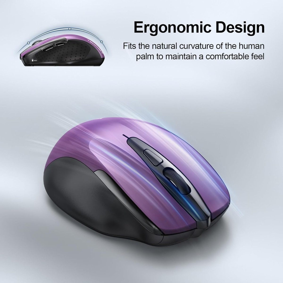 TECKNETTECKNET Wired Mouse, 6 - Button Corded with 4 Adjustable DPI, Optical Ergonomic Design, 5FT Cord for Laptop, Chromebook, PC, Desktop, Mac, Notebook - LT.Purple - [Color/Material] [Main Feature] for [Target Device/Scenario]