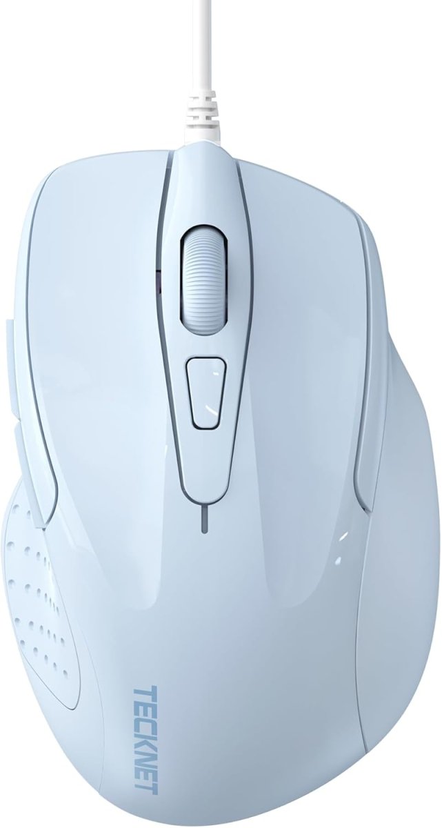 TECKNETTECKNET Wired Mouse, 6 - Button Corded with 4 Adjustable DPI, Optical Mouse with Ergonomic Design and 5FT Cord for Laptop, Chromebook, PC, Desktop, Mac, Notebook - LT.Blue - [Color/Material] [Main Feature] for [Target Device/Scenario]