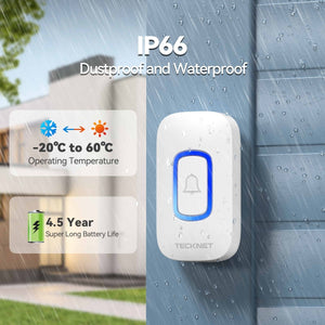 TECKNETTECKNET Wireless Doorbell Chime with RGB Light - [Color/Material] [Main Feature] for [Target Device/Scenario]