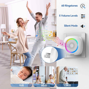 TECKNETTECKNET Wireless Doorbell Chime with RGB Light - [Color/Material] [Main Feature] for [Target Device/Scenario]