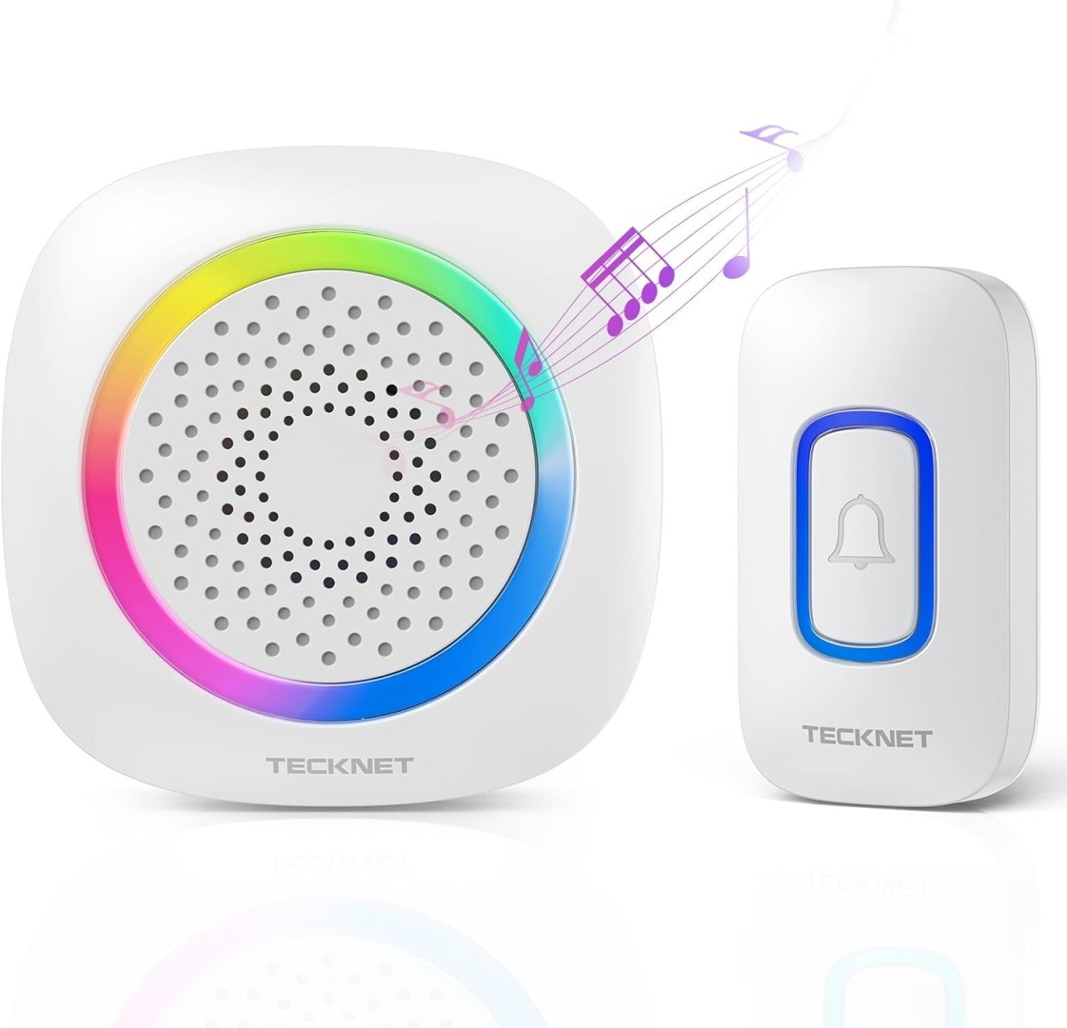 TECKNETTECKNET Wireless Doorbell Chime with RGB Light - [Color/Material] [Main Feature] for [Target Device/Scenario]