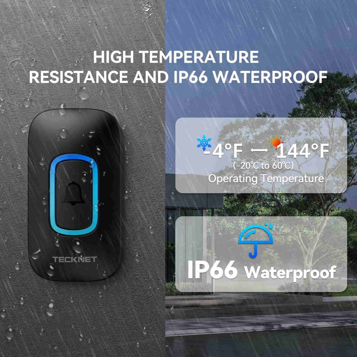 TECKNETTECKNET Wireless Doorbell With 2 Portable Doorbell With RGB Light - [Color/Material] [Main Feature] for [Target Device/Scenario]