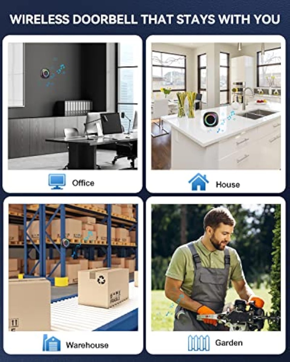TECKNETTECKNET Wireless Doorbell with 2 Portable Receivers, Battery Powered Doorbell with RGB Light, IP66 Waterproof Door Chime Kit, 1300ft Wireless Range, 0 - 110dB & 60 Chimes, 36 - Month Long Battery Life - [Color/Material] [Main Feature] for [Target Device/Scenario]
