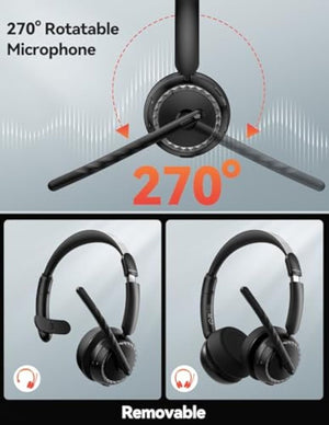 TECKNETTECKNET Wireless Headset, 5.3 Bluetooth Headset with AI Noise Cancelling Mic - [Color/Material] [Main Feature] for [Target Device/Scenario]