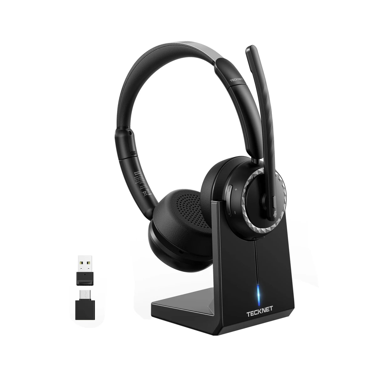 TECKNETTECKNET Wireless Headset, 5.3 Bluetooth Headset with AI Noise Cancelling Mic - [Color/Material] [Main Feature] for [Target Device/Scenario]