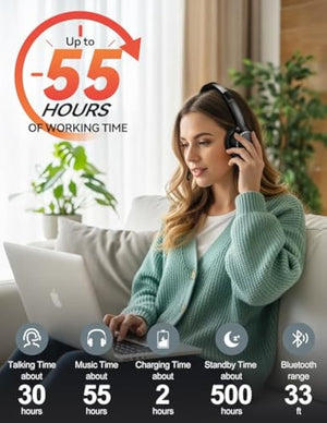 TECKNETTECKNET Wireless Headset, 5.3 Bluetooth Headset with AI Noise Cancelling Mic - [Color/Material] [Main Feature] for [Target Device/Scenario]