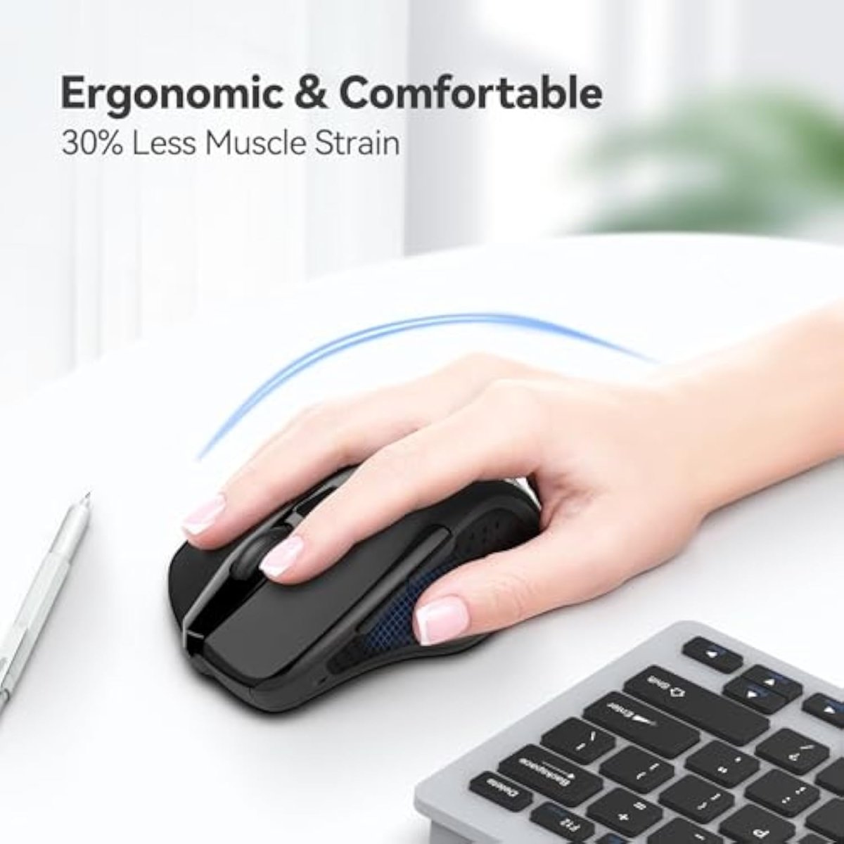 TECKNETTECKNET Wireless Mouse, 2.4G Ergonomic Optical Mouse, Computer Mouse for Laptop, PC, Computer, Chromebook, Notebook, 6 Buttons, 24 Months Battery Life, 2600 DPI, 5 Adjustment Levels, for Small Hand - [Color/Material] [Main Feature] for [Target Device/Scenario]