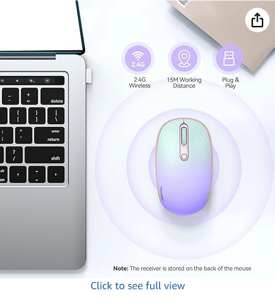 TECKNETTECKNET Wireless Mouse, 2.4G Quiet Computer Mouse with USB Receiver, 4 Buttons Portable Cordless Mice for Chromebook, Laptop, PC, Mac, 800/1200/1600 DPI - [Color/Material] [Main Feature] for [Target Device/Scenario]