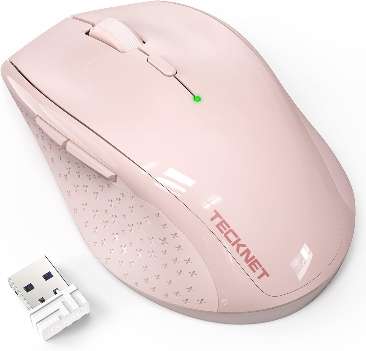 TECKNETTECKNET Wireless Mouse, 2.4G USB Computer Mouse with 6 - Level Adjustable 4800 DPI, 30 Months Battery, Ergonomic Grips, 6 Buttons Portable for PC, Chromebook, Mac - Pink - [Color/Material] [Main Feature] for [Target Device/Scenario]