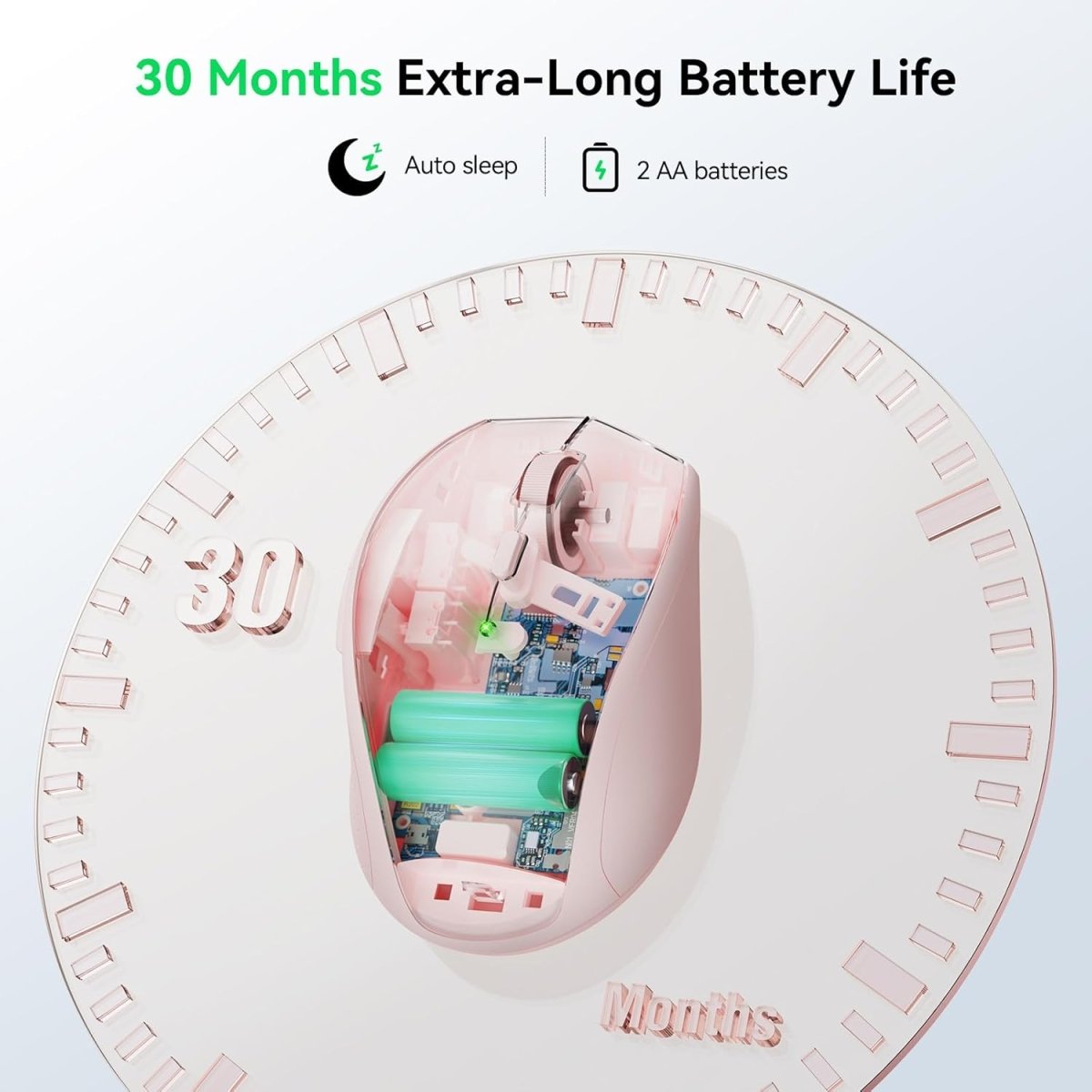 TECKNETTECKNET Wireless Mouse, 2.4G USB Computer Mouse with 6 - Level Adjustable 4800 DPI, 30 Months Battery, Ergonomic Grips, 6 Buttons Portable for PC, Chromebook, Mac - Pink - [Color/Material] [Main Feature] for [Target Device/Scenario]