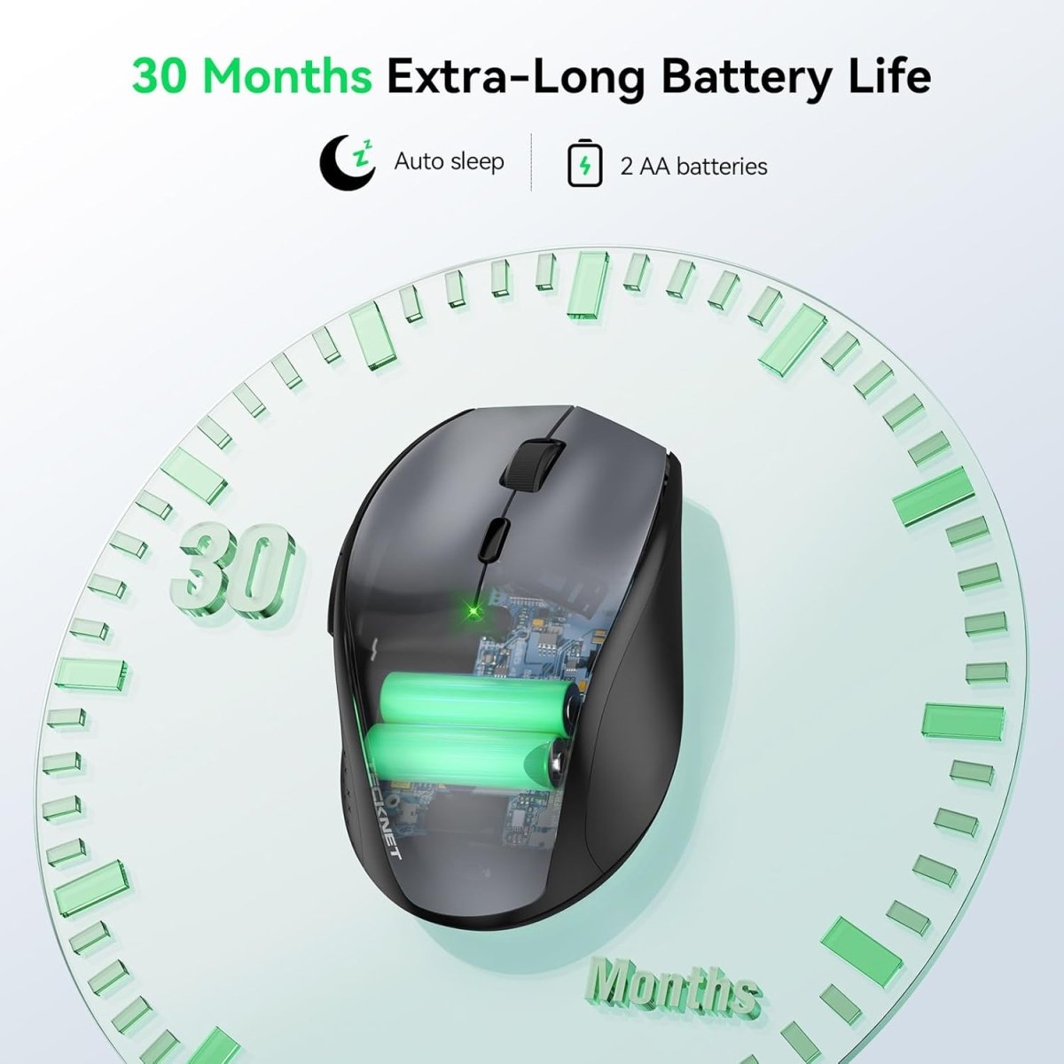 TECKNETTECKNET Wireless Mouse, 2.4G USB Computer Mouse with 6 - Level Adjustable 4800 DPI, Silent Quiet Click，30 Months Battery, Ergonomic Grips, 6 Buttons Portable for PC, Chromebook, Mac - Grey - [Color/Material] [Main Feature] for [Target Device/Scenario]