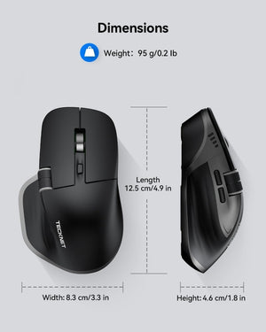 TECKNETTECKNET Wireless Mouse, Bluetooth Mouse (BT5.0/5.0 & 2.4G) Rechargeable 4800 DPI Ergonomic Optical Mouse with 6 Adjustable - [Color/Material] [Main Feature] for [Target Device/Scenario]