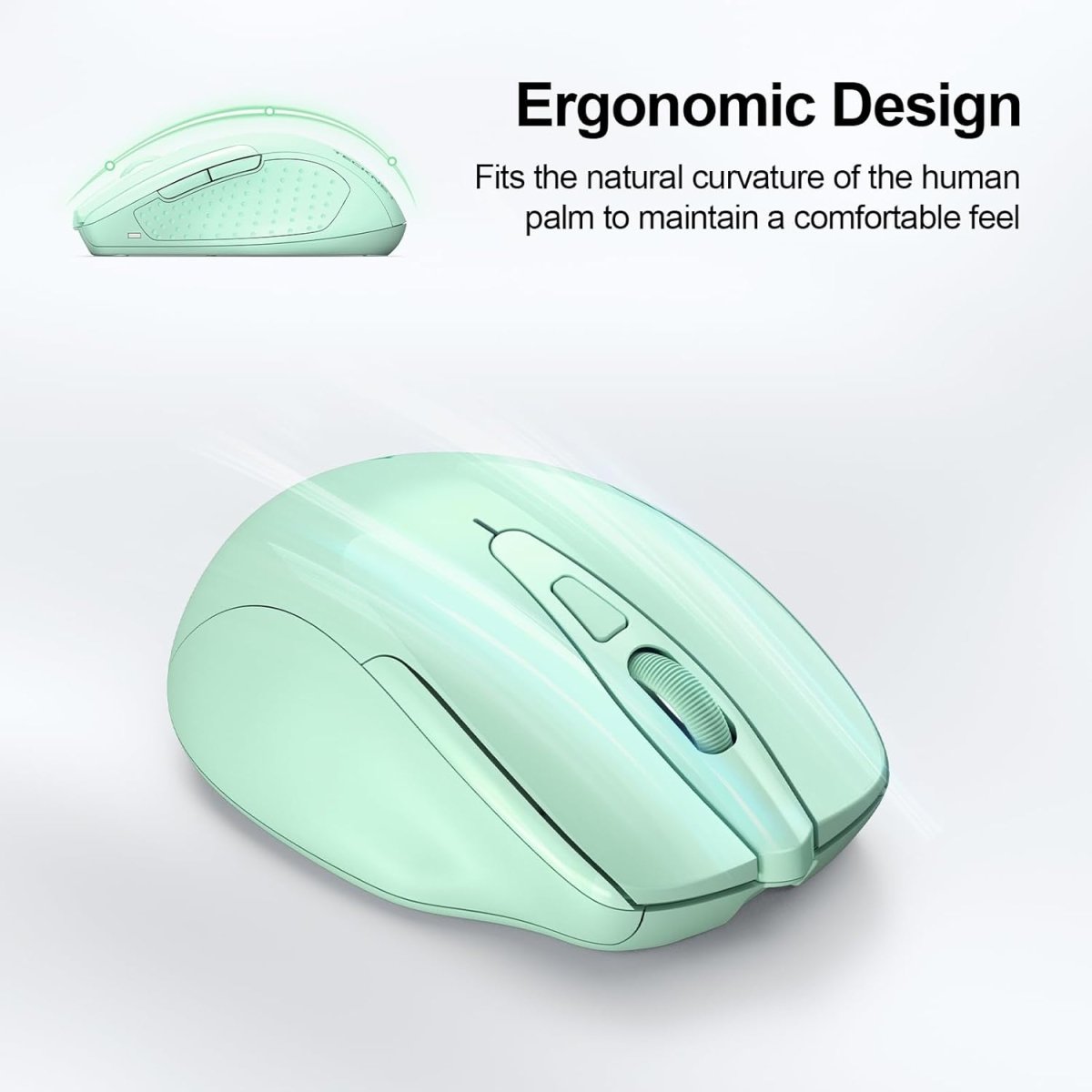 TECKNETTECKNET Wireless Mouse (BT5.0/3.0 & 2.4G) Rechargeable 4800 DPI Silent USB A & Bluetooth Mouse 6 Buttons, Wide Compatibility - Green - [Color/Material] [Main Feature] for [Target Device/Scenario]