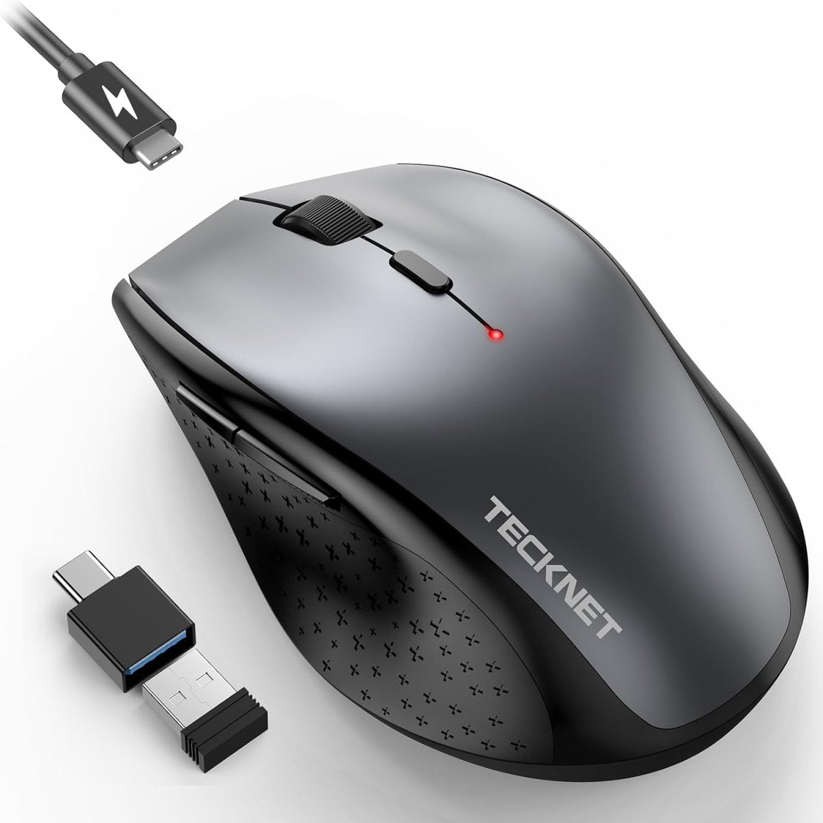 TECKNETTECKNET Wireless Mouse Jiggler, USB - C Rechargeable Mouse, Silent Mouse Quiet Click, Build - in Mouse Mover, 6400 DPI Ergonomic Mouse, 2.4G Cordless Computer Mice for Mac, Laptop, Desktop, PC - [Color/Material] [Main Feature] for [Target Device/Scenario]