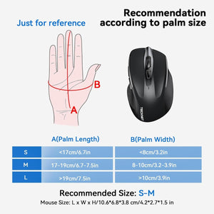 TECKNETTECKNET Wireless Mouse Rechargeable 4800 DPI Silent Mouse 8 Buttons Bluetooth Mouse - [Color/Material] [Main Feature] for [Target Device/Scenario]
