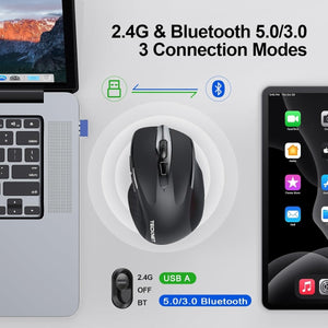 TECKNETTECKNET Wireless Mouse Rechargeable 4800 DPI Silent Mouse 8 Buttons Bluetooth Mouse - [Color/Material] [Main Feature] for [Target Device/Scenario]