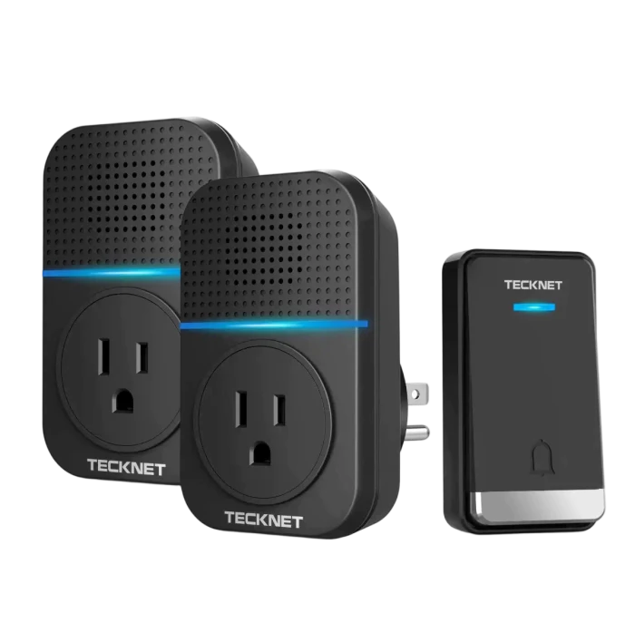TECKNET Wireless Self-Powered Doorbell with Extra Socket