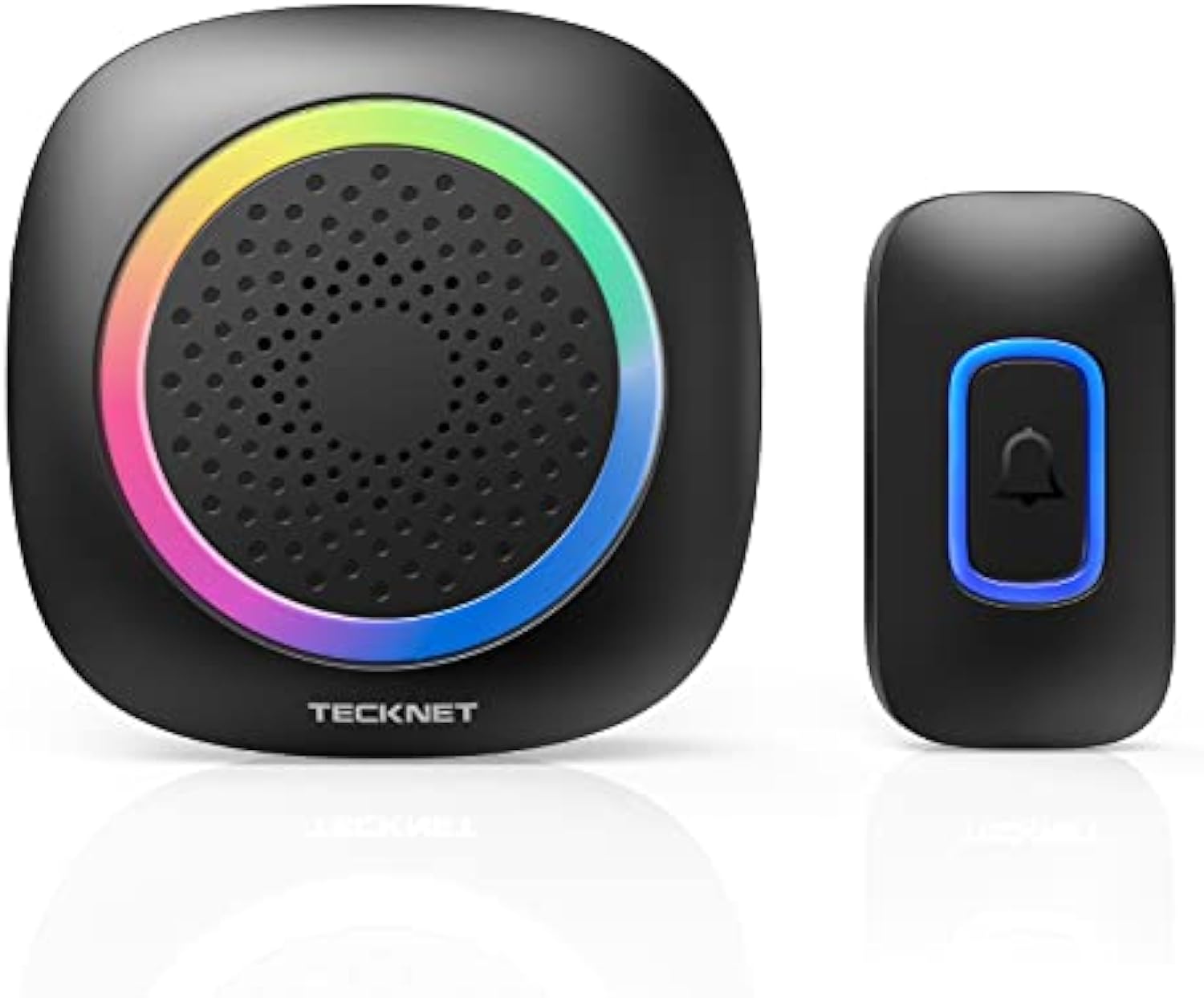 TECKNET Longest 1300 Feet Wireless Doorbell with RGB Alarm Lighting,Battery-Powered IP66 Waterproof Design,60+Chimes & 5-Level Volume for Home/Apartment/Classroom/Business,4.5-Year Battery Life