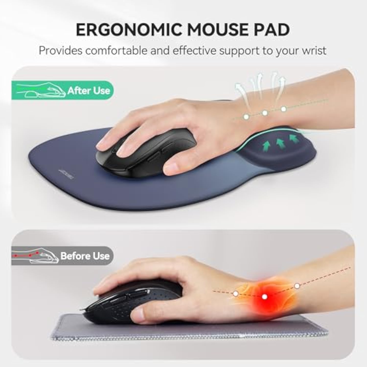 TECKNET Gel Mouse Pad with Wrist Rest