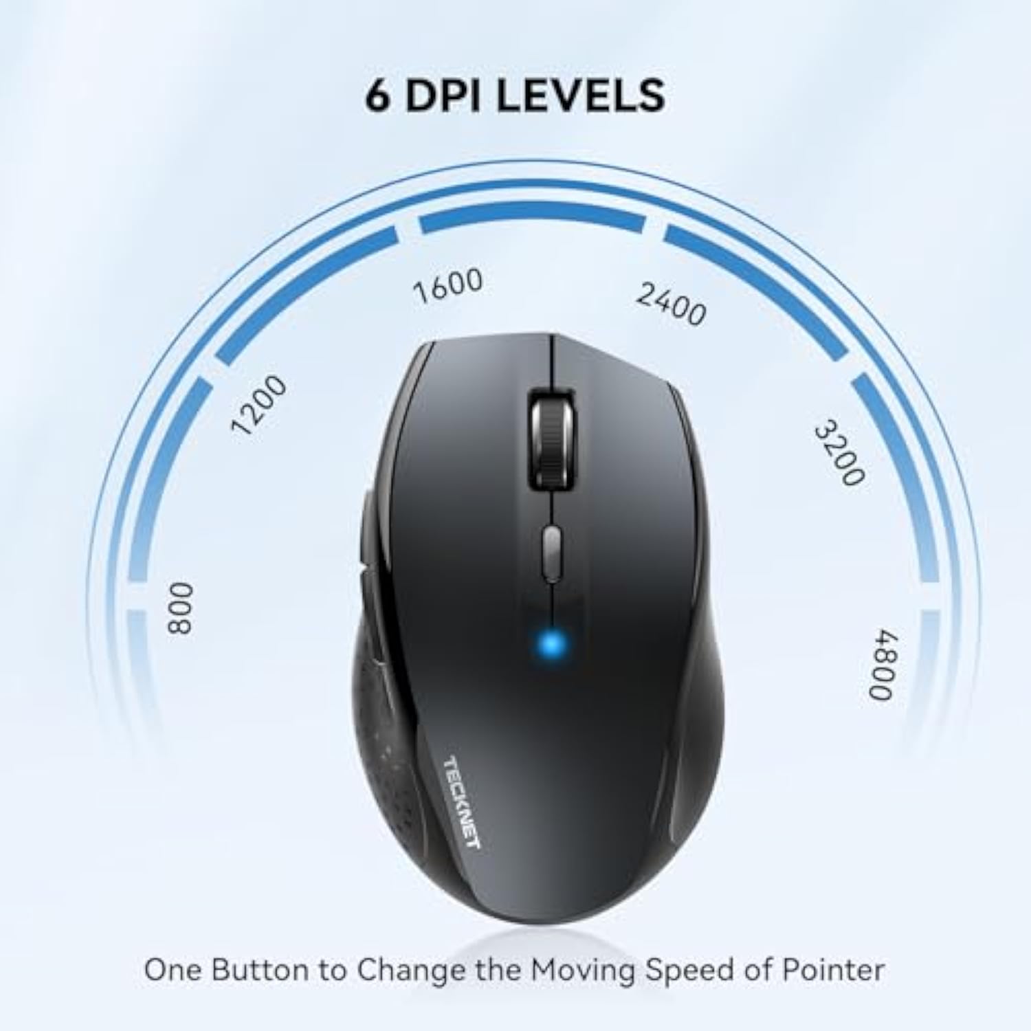 TECKNET Bluetooth Mouse, 4800 DPI Wireless Mouse, 2-Year Battery 6 Adjustable DPI, 6 Buttons Compatible with Laptop/Windows/Computer