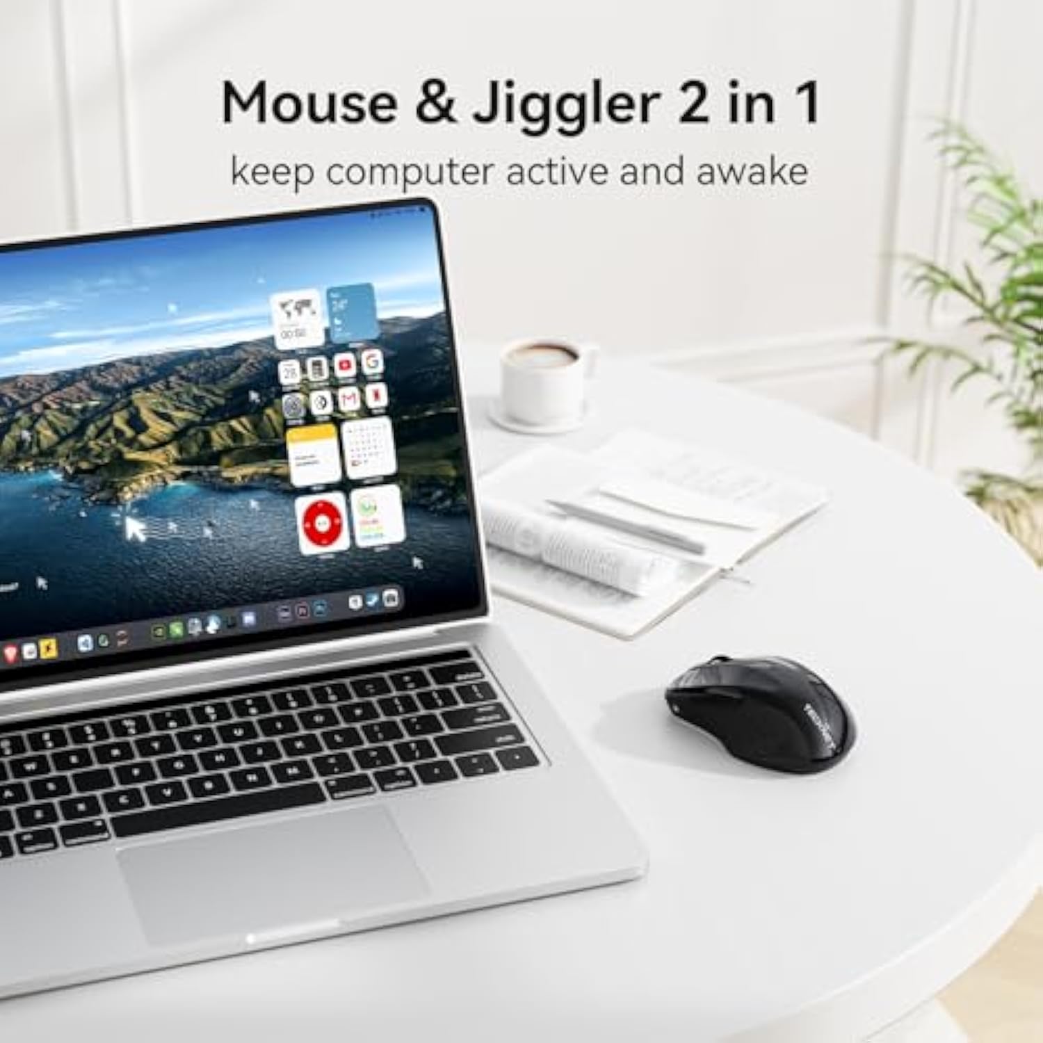 TECKNET Rechargeable Jiggler Wireless Mouse (BT5.0/3.0 & 2.4G) 4800 DPI Silent USB A & Bluetooth Mouse 6 Buttons, Wide Compatibility